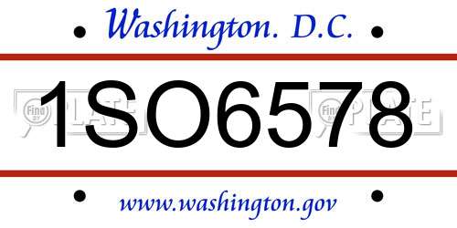 1SO6578 District Of Columbia License Plate