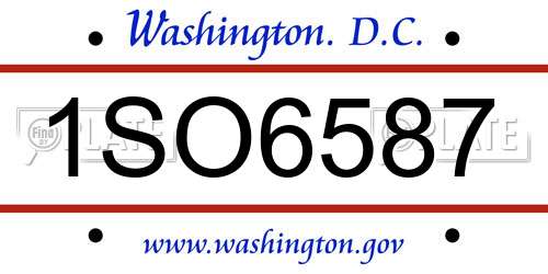 1SO6587 District Of Columbia License Plate