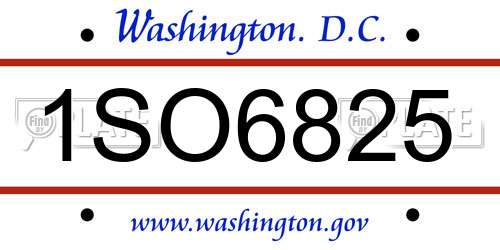 1SO6825 District Of Columbia License Plate