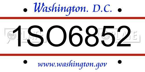 1SO6852 District Of Columbia License Plate
