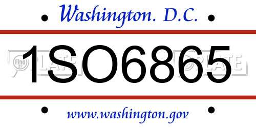 1SO6865 District Of Columbia License Plate