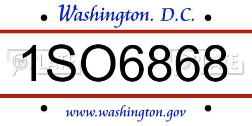 1SO6868 District Of Columbia License Plate