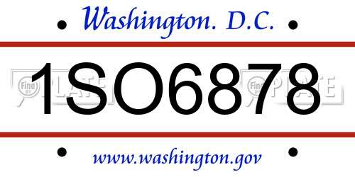 1SO6878 District Of Columbia License Plate