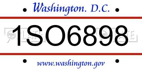 1SO6898 District Of Columbia License Plate