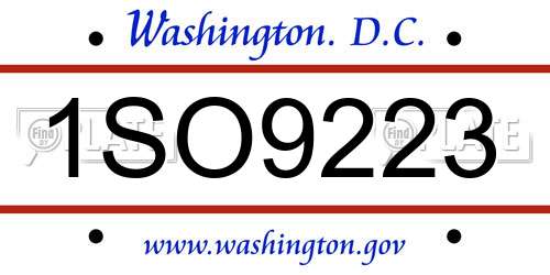 1SO9223 District Of Columbia License Plate