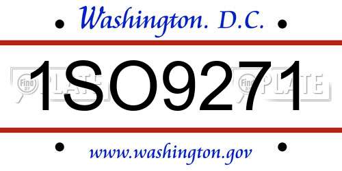 1SO9271 District Of Columbia License Plate