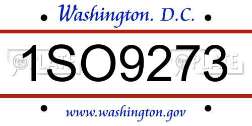 1SO9273 District Of Columbia License Plate