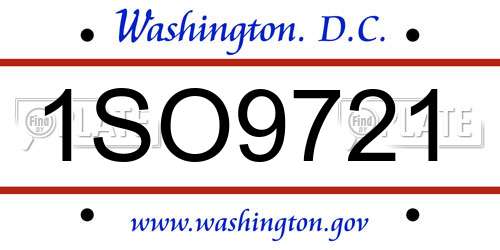 1SO9721 District Of Columbia License Plate