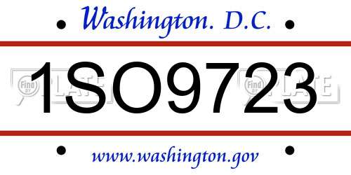 1SO9723 District Of Columbia License Plate
