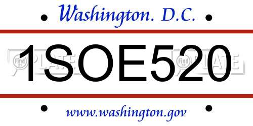 1SOE520 District Of Columbia License Plate