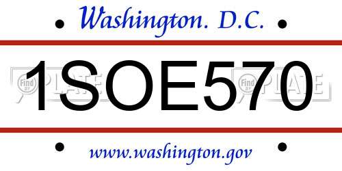 1SOE570 District Of Columbia License Plate