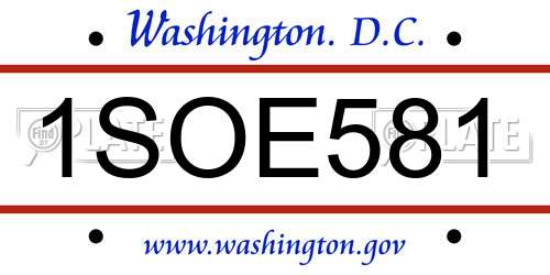 1SOE581 District Of Columbia License Plate