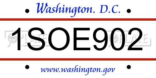 1SOE902 District Of Columbia License Plate