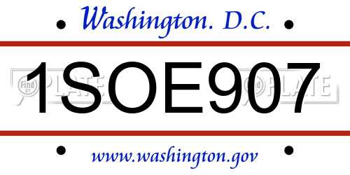 1SOE907 District Of Columbia License Plate
