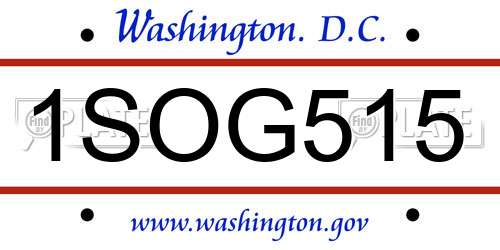 1SOG515 District Of Columbia License Plate