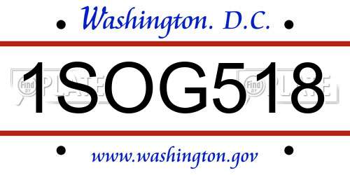 1SOG518 District Of Columbia License Plate