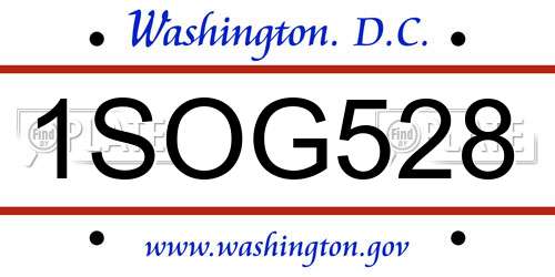 1SOG528 District Of Columbia License Plate
