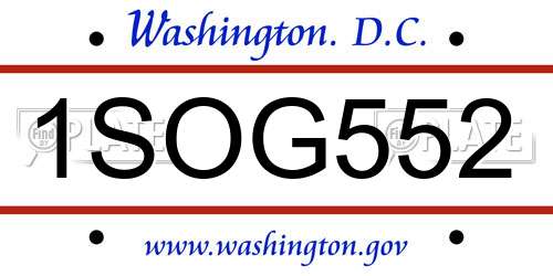 1SOG552 District Of Columbia License Plate