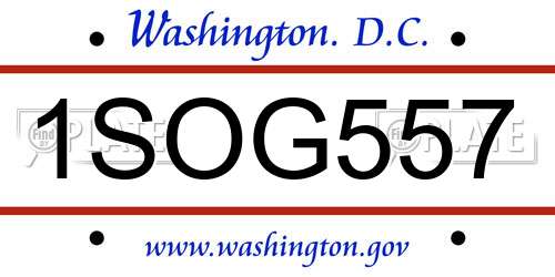1SOG557 District Of Columbia License Plate