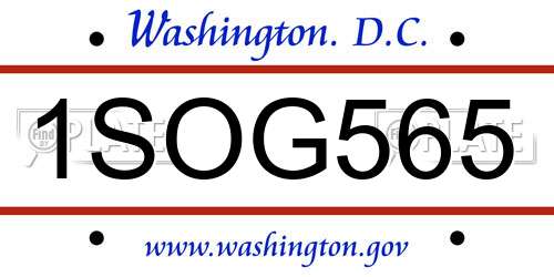 1SOG565 District Of Columbia License Plate