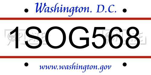 1SOG568 District Of Columbia License Plate