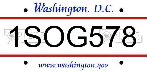 1SOG578 District Of Columbia License Plate