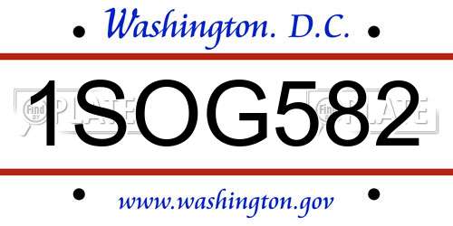 1SOG582 District Of Columbia License Plate