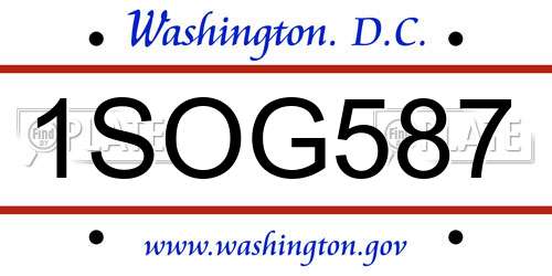 1SOG587 District Of Columbia License Plate