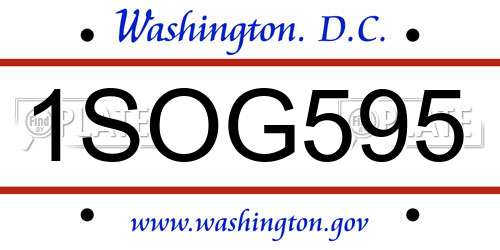 1SOG595 District Of Columbia License Plate