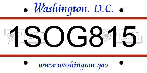 1SOG815 District Of Columbia License Plate