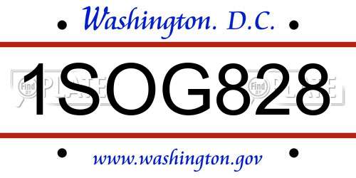 1SOG828 District Of Columbia License Plate