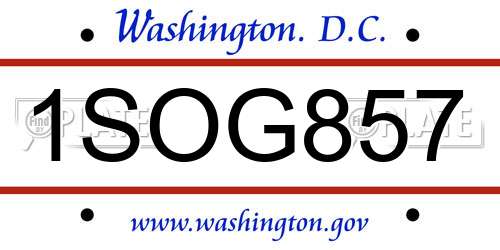 1SOG857 District Of Columbia License Plate