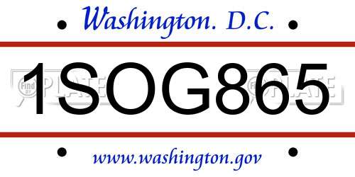 1SOG865 District Of Columbia License Plate