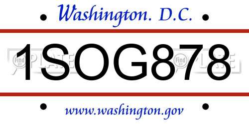 1SOG878 District Of Columbia License Plate
