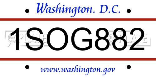 1SOG882 District Of Columbia License Plate