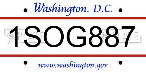 1SOG887 District Of Columbia License Plate