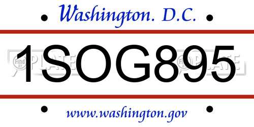 1SOG895 District Of Columbia License Plate