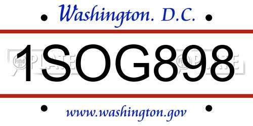 1SOG898 District Of Columbia License Plate