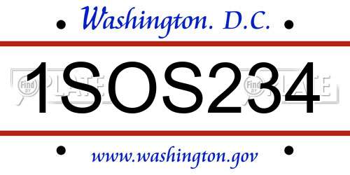 1SOS234 District Of Columbia License Plate