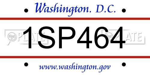 1SP464 District Of Columbia License Plate