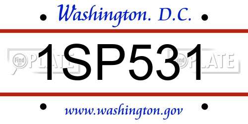 1SP531 District Of Columbia License Plate
