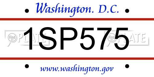 1SP575 District Of Columbia License Plate
