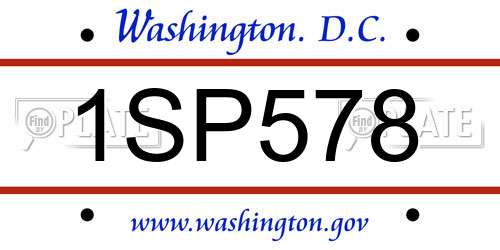 1SP578 District Of Columbia License Plate