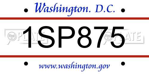 1SP875 District Of Columbia License Plate