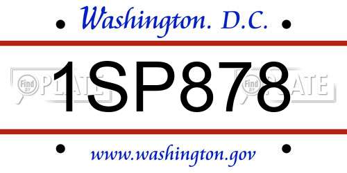 1SP878 District Of Columbia License Plate