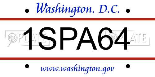 1SPA64 District Of Columbia License Plate