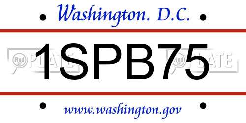 1SPB75 District Of Columbia License Plate