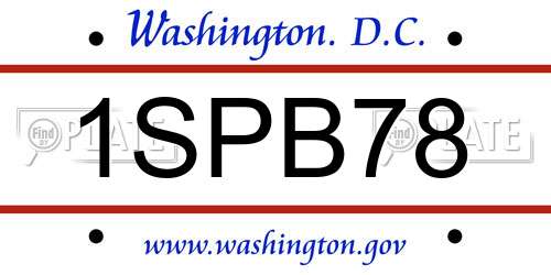 1SPB78 District Of Columbia License Plate