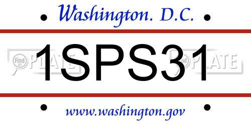 1SPS31 District Of Columbia License Plate