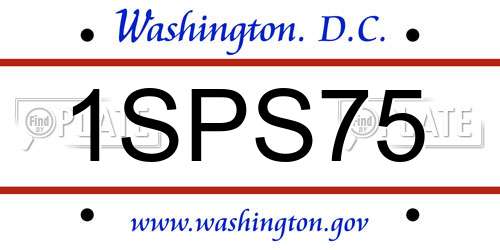 1SPS75 District Of Columbia License Plate